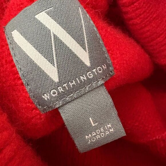 Worthington Long Sweater Dress Solid Red New Size Large - Picture 7 of 8